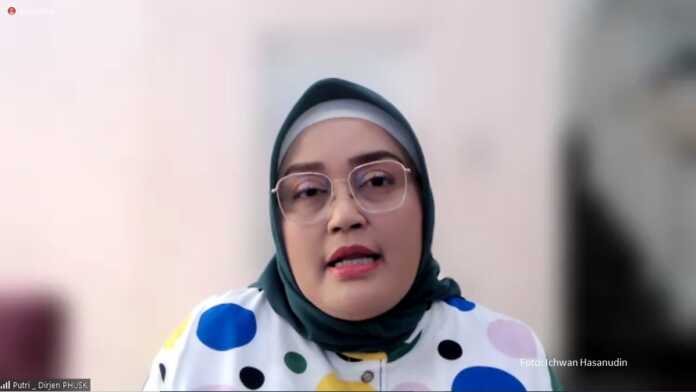 Dirjen Pembinaan Hubungan Industrial Kemnaker Indah Anggoro Putri memberikan penjelasan soal Perppu Cipta Kerja.